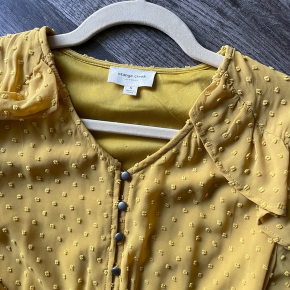 COPY - Bohme | Orange Creek LA Women's Maxi Dress Yellow Cottage Swiss Dot Small - Picture 3 of 3